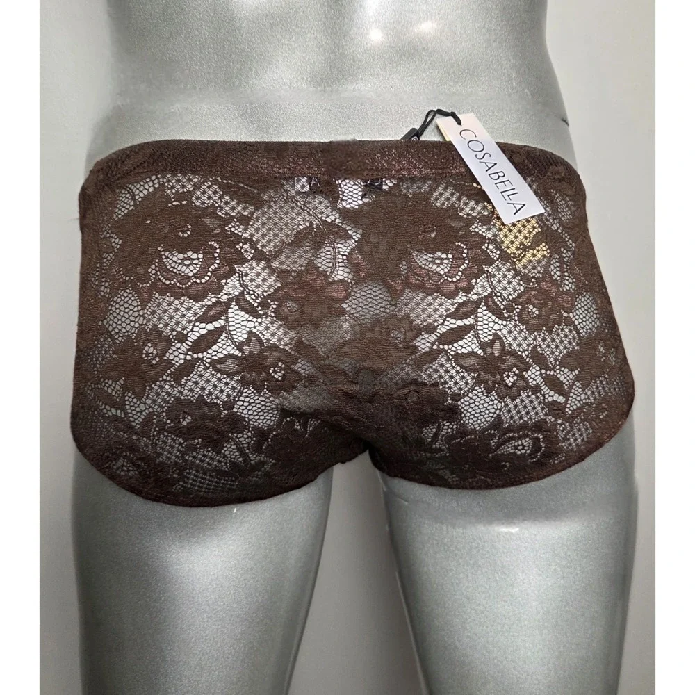 Cosabella Never Say Never Mens Lace‎ Briefs Brown Floral Low Rise Underwear NWT